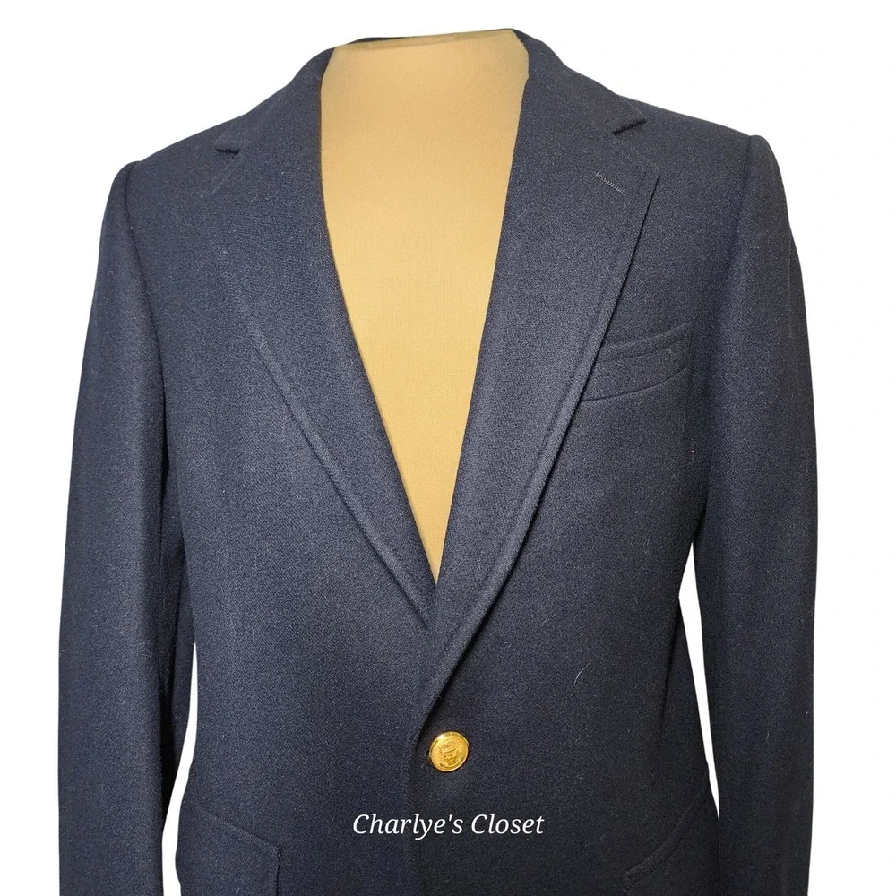 Vtg Marshall Fields & Co Chicago Stanley Blacker Heritage Navy‎ Wool Blazer 38R